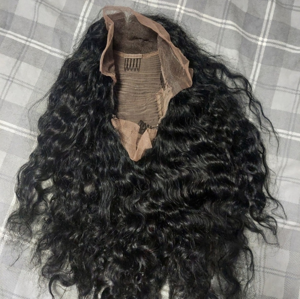Human hair blend lace wig